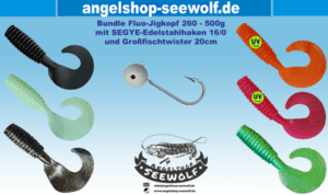 Fluo-Jigkopf und 20cm Twister zusammen bestellen und einen Euro sparen