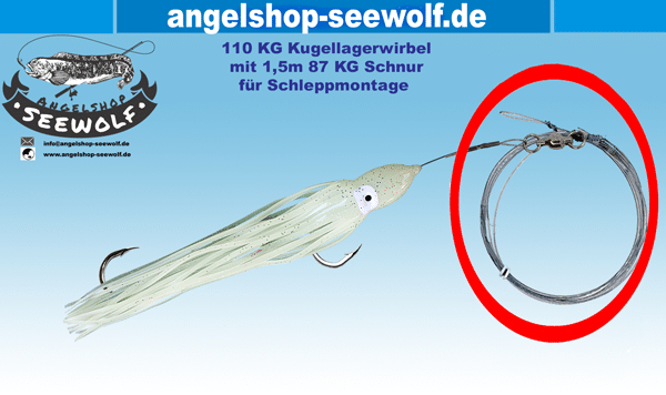 Schleppmontagen Vorfach mit 110KG Wirbel
