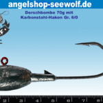 Bleikopf 70g mit hochwertigem Karbonstahlhaken Größe 6/0