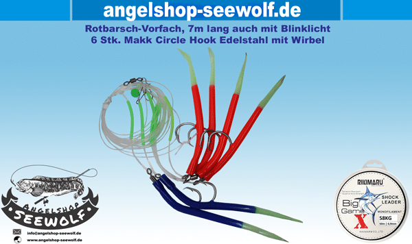 Rotbarsch-Vorfach mit MAKK Kreishaken