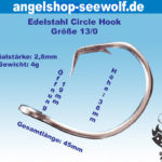 Edelstahl Kreishaken Größe 13/0