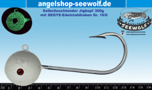 Selbstleuchtender 300g-Jigkopf mit SEGYE High-End-Edelstahlhaken Größe 16/0