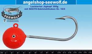 300g-Jigkopf rot lackiert mit SEGYE High-End-Haken Größe 16/0