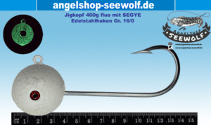 Selbstleuchtender 400g Jigkopf mit High-End-Haken von SEGYE Größe 16/0
