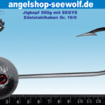 Heilbutt Jigkopf 500g mit High-End Edelstahlhaken Größe 16/0