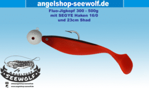 Selbstleuchtender Jigkopf mit SEGYE High-End Haken und 23cm Shad