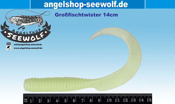 Selbstleuchtender 14cm Großfischtwister für Beifänger und Jigköpfe