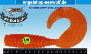Großfischtwister-20cm-orange-glitter-mit UV inside