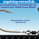 Heilbutthaken mit Wirbel Größe 12/0