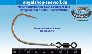 Heilbutthaken mit Wirbel Größe 12/0