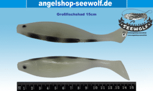 Großfisch-Shad 15cm fluo-weiß mit schwarzem Rücken